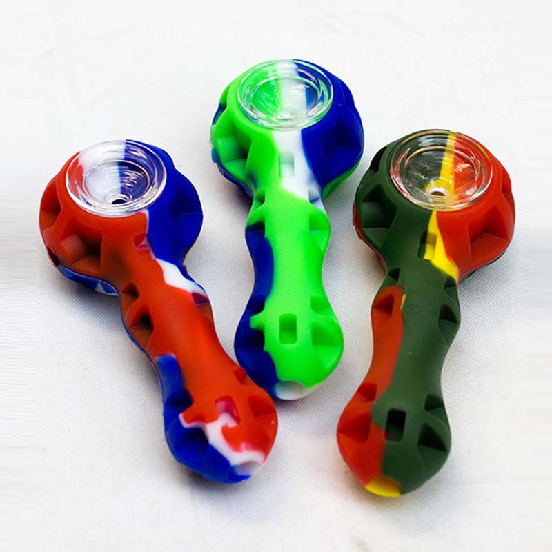 O HIT | Silicone hand pipe with glass bowl 10 pcs buldle