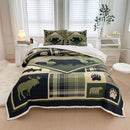 Lodge Collection 3pcs King size reversible quilt bed set [6120] Blanket Canadian Distributor Wild Retreat Green