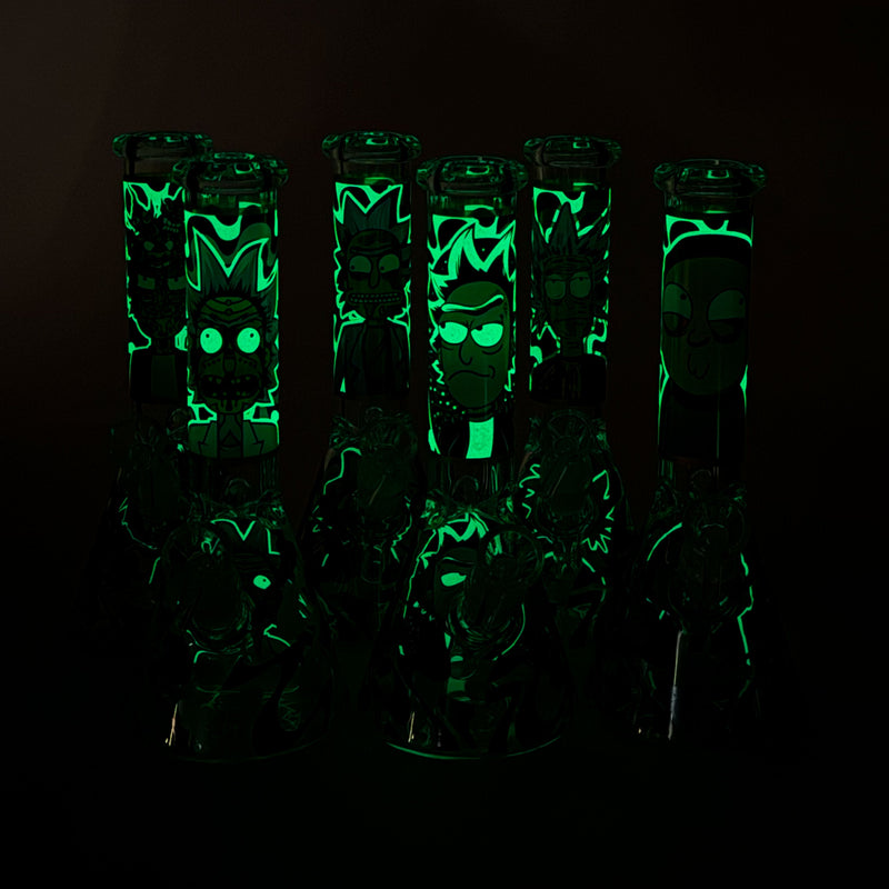 O 10" Glow-in-the-Dark Glass Beaker Bong [BH1351]