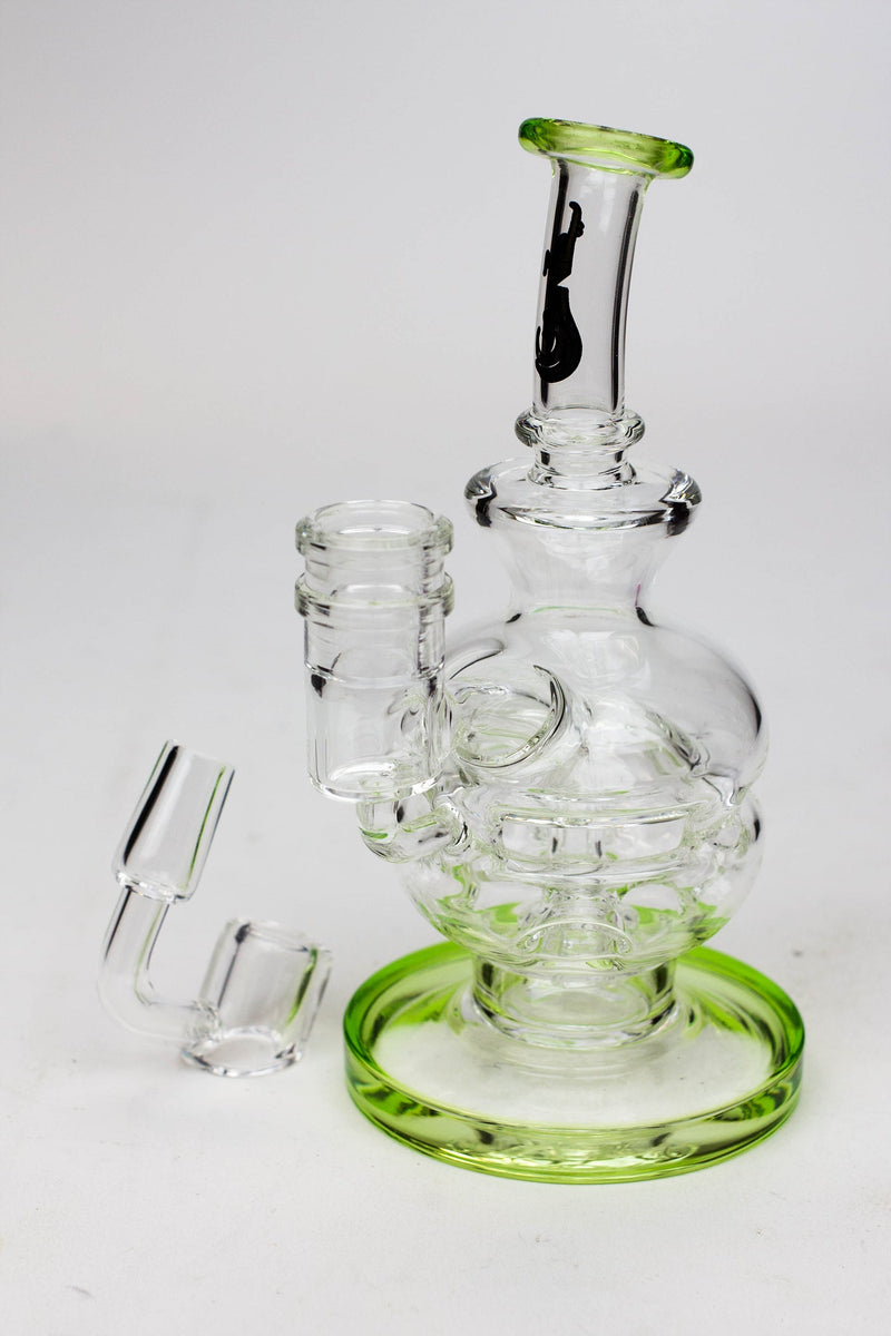 6" Genie Double glass recycle rig with shower head diffuser- - One Wholesale