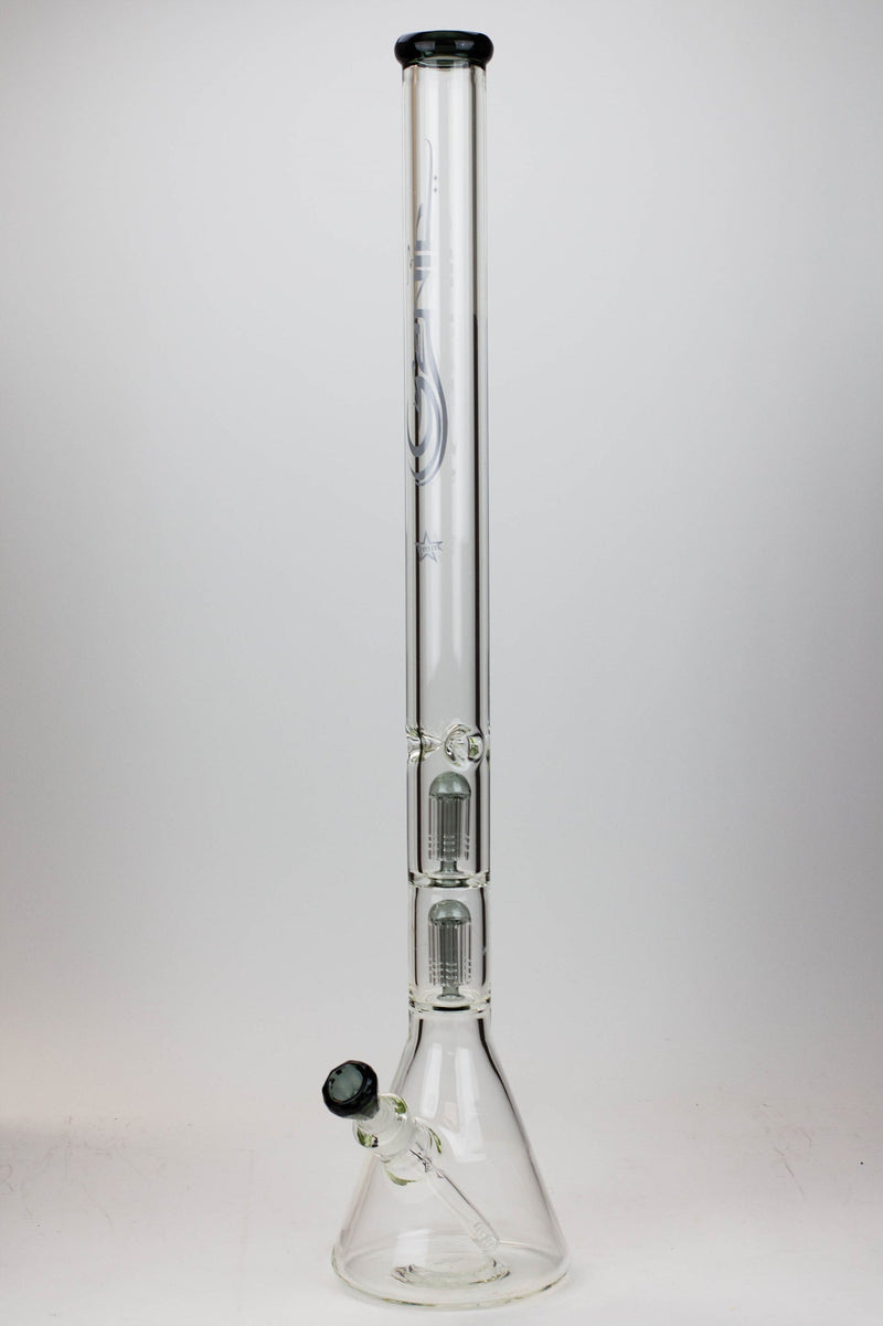 30" Genie 9 mm Dual tree arms beaker glass water bong-Smoke - One Wholesale