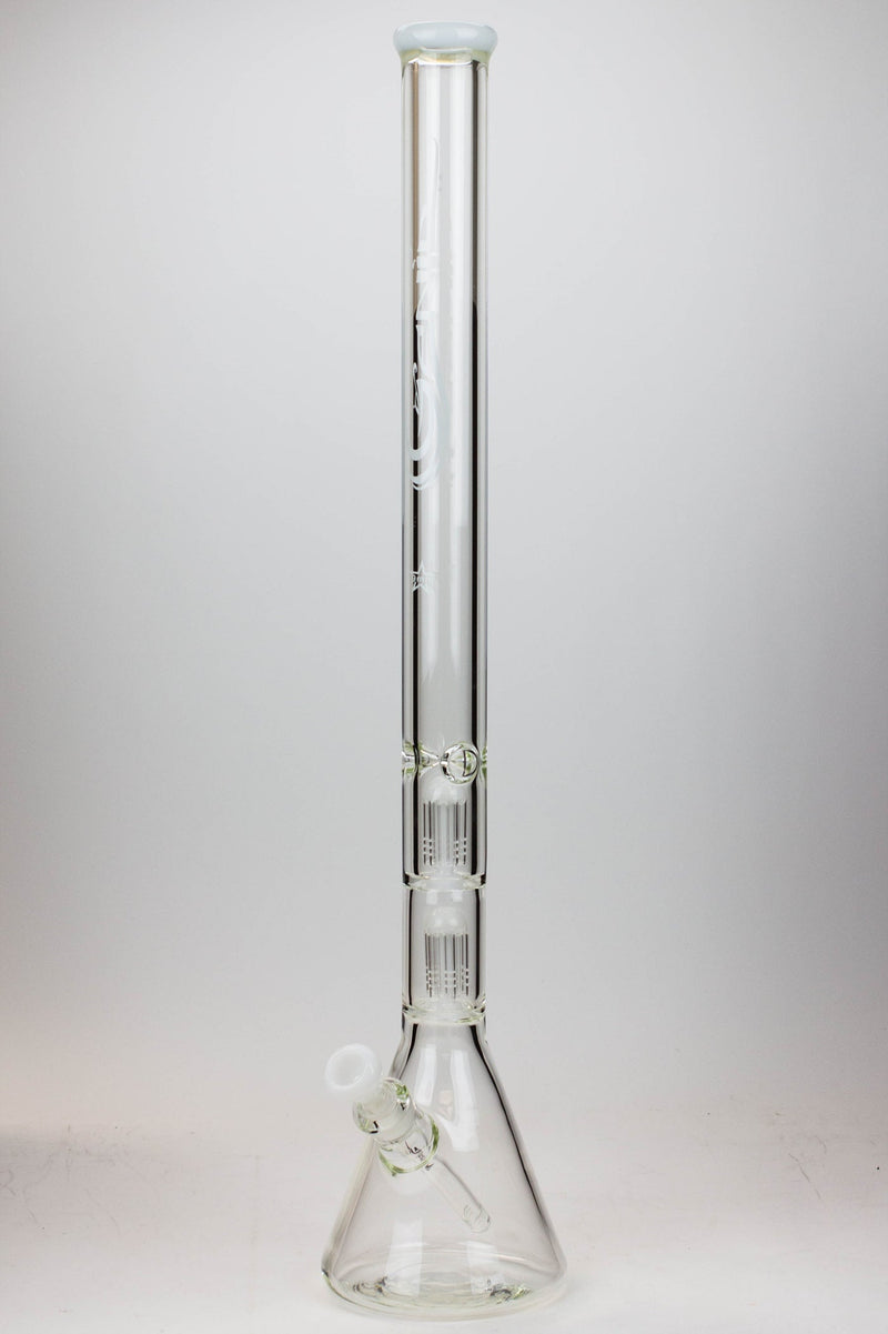 30" Genie 9 mm Dual tree arms beaker glass water bong-White - One Wholesale