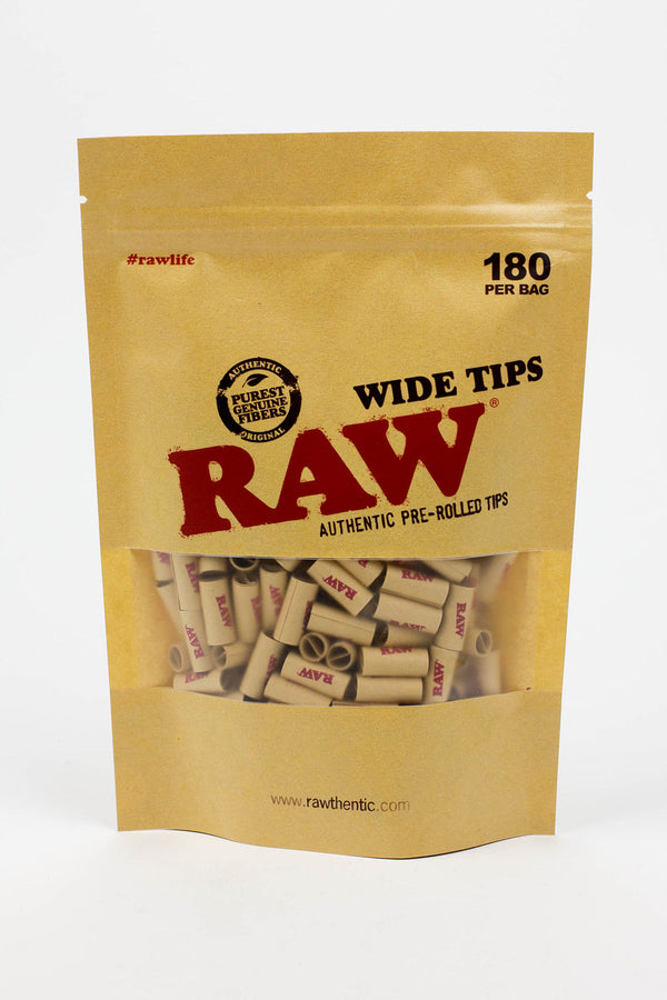 Raw Rolling paper pre-rolled WIDE filter tips Bag of 180- - One Wholesale