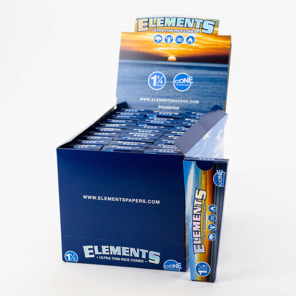 Elements Ultra Thin Rice Rolling Papers 1 1/4 Pre-rolled cones Box of 30- - One Wholesale