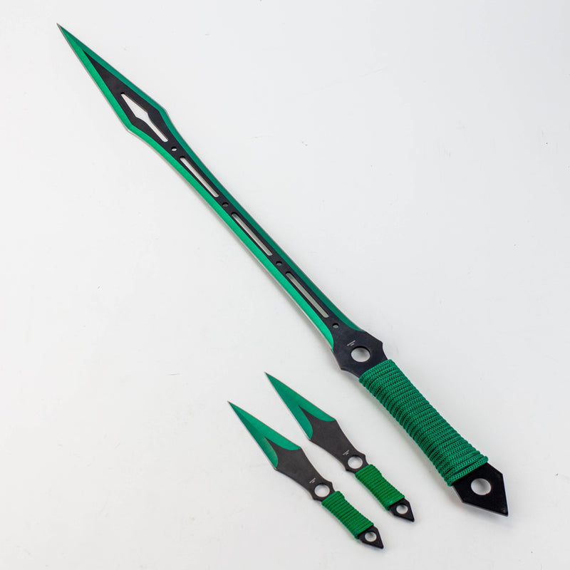 Snake Eye 25" Jungle Knife with Daggers-Green - One Wholesale