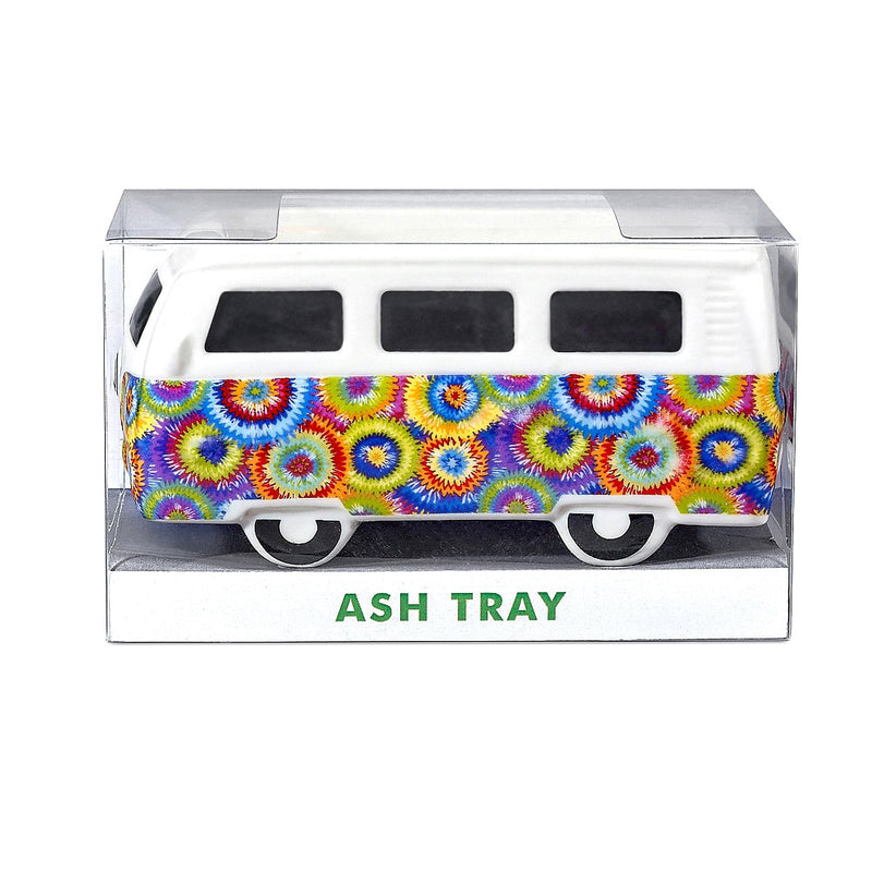 O VINTAGE BUS ASHTRAY - COLORFUL FLOWER BURST DESIGN