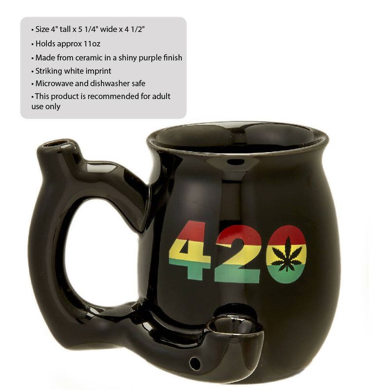 O 420 Mug - Black Mug with Rasta Colors