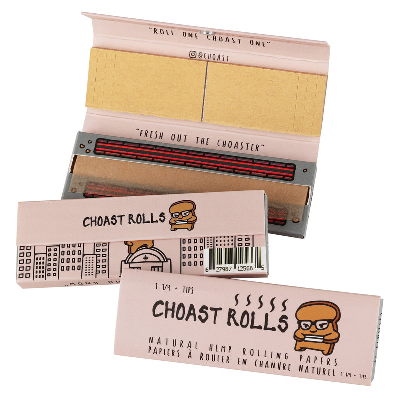 Choast Rolls, Quality Natural Rolling Papers - Carton of 22, Rolling Paper System - 1 1/4'' Papers with Filter Tips and Magnet Closing Lid- - One Wholesale