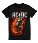 AC/DC | "Fire Flames Guitar" Men's T-Shirt Black - Officially Licensed Short Sleeve Philcos Medium