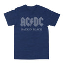 AC/CD | "BACK IN BLACK" Unisex's T-Shirt Heather Navy- Officially Licensed Short Sleeve Philcos Medium
