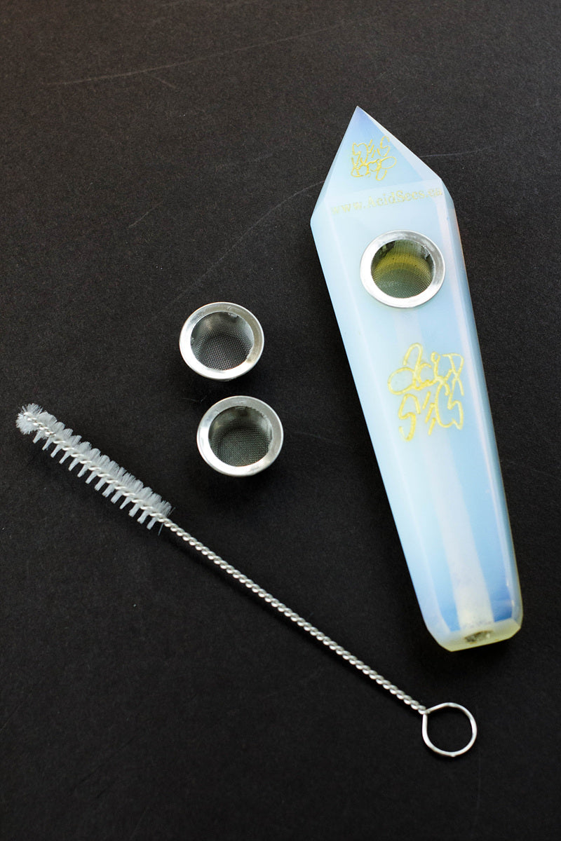 Acid Secs - Golden Engraved Opal Smoking Pipe Quartz · Stone Pipe Acid Secs Productions Inc.