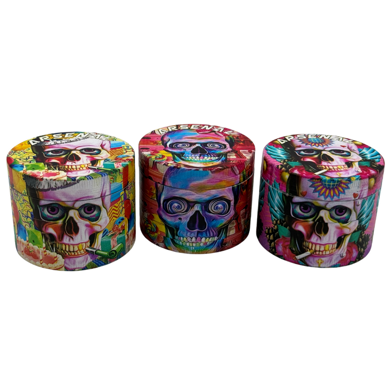 Arsenal Artistic Skull 55mm 4-Pc Grinder - 3ct