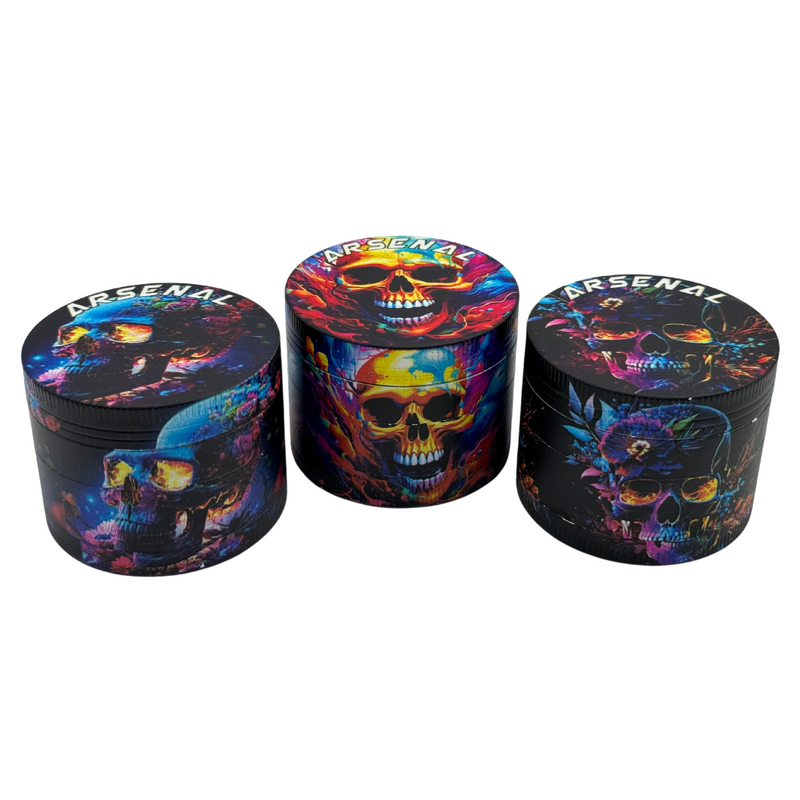 Arsenal Blotched Skull 55mm 4-Pc Grinder - 3ct