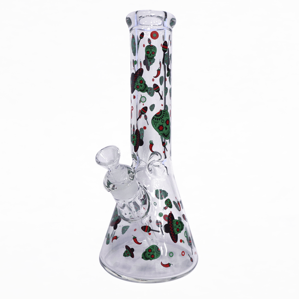 14" Water Pipe with Sugar Skull Design