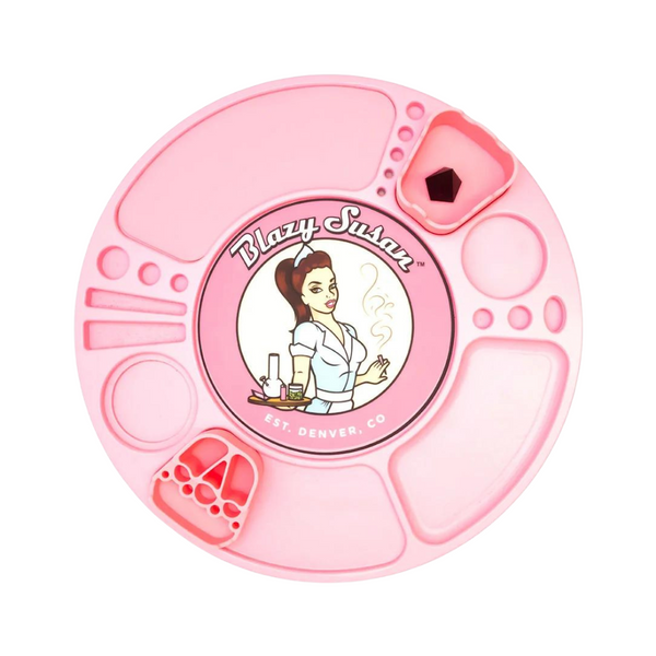 SC Blazy Susan Pink Spinning Deluxe Rolling Tray