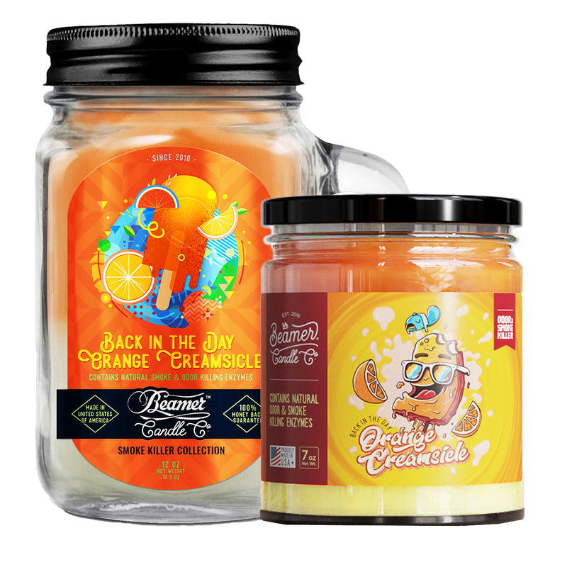 Beamer Candle Co. 7oz & 12oz Glass Mason Jar - Back In The Day Orange Creamsicle