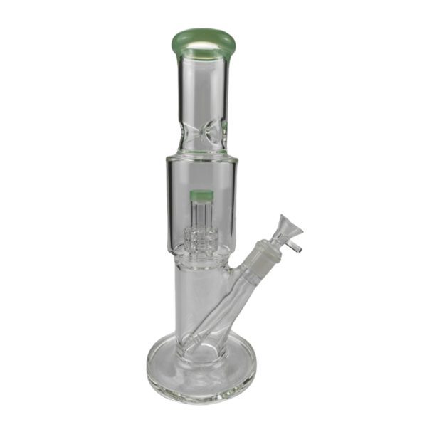 12″ Straight Tube Glass Bong Tire Percolator with Inline Ash Catcher (C2245) Glass Bong Canadian Distributor Milky Green
