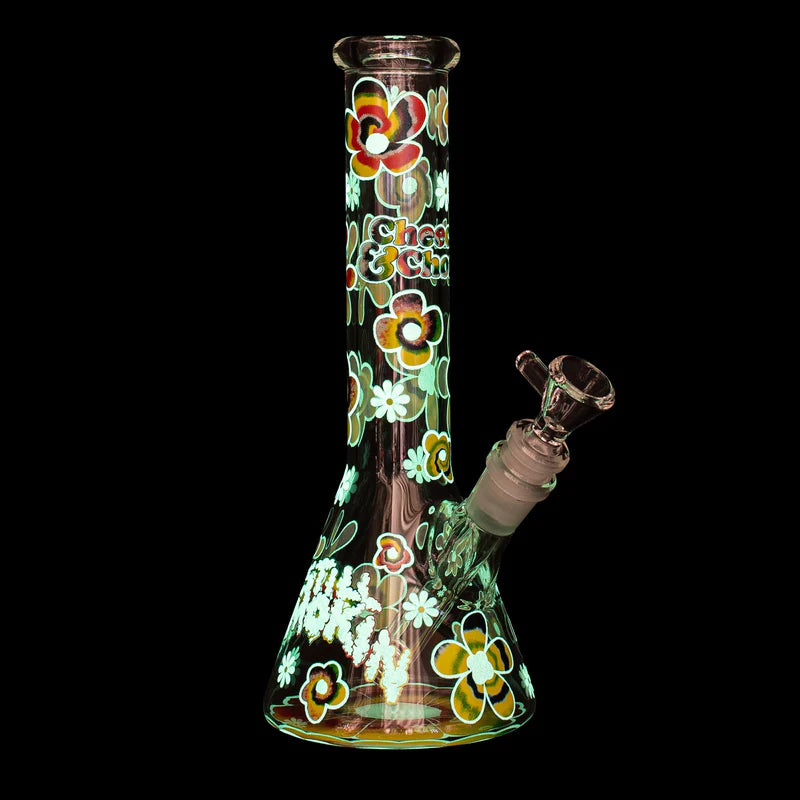 SC Cheech and Chong 10" Tie Dye Glow in the Dark Beaker Bong