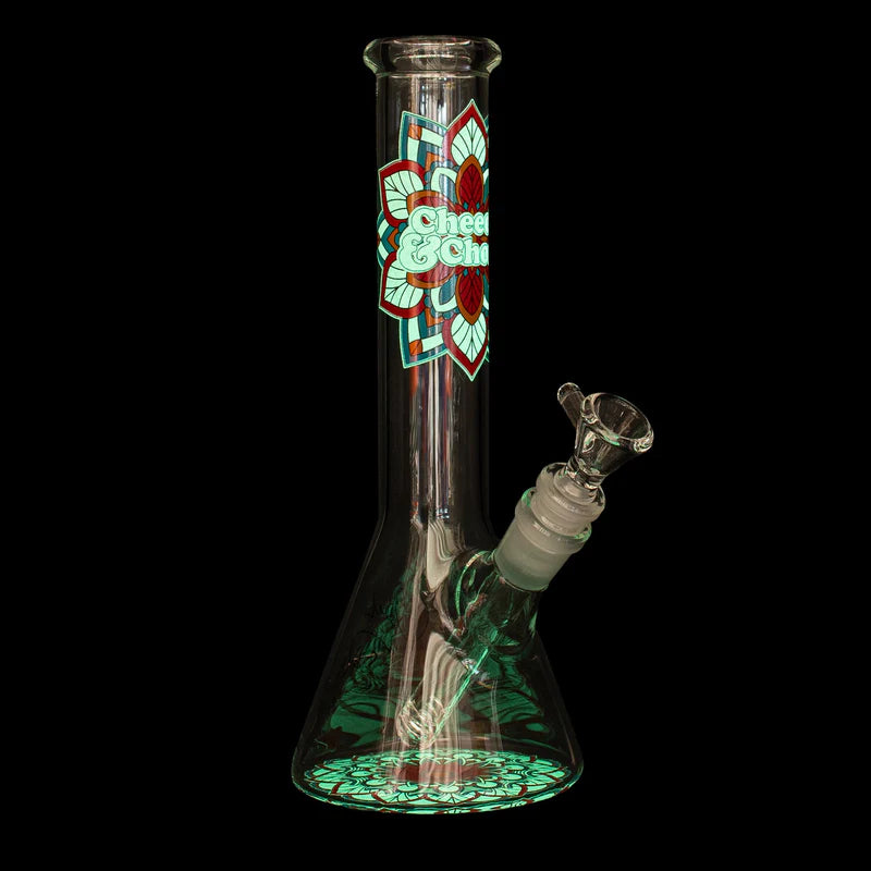 SC Cheech and Chong 10" Mandalla Glow in the Dark Beaker Bong