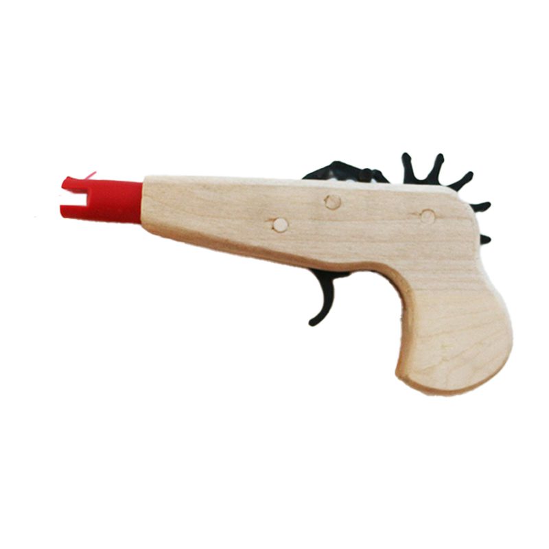 Wood rubber band gun wooden decoration, hand crafted [CD-4522] Handcrafted Canadian Distributor