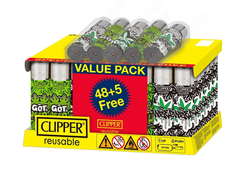 Clipper Graffiti Leaves Lighters- 48ct (+5 Free)