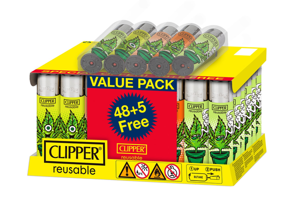 Clipper Renzo Leaves 2 Lighters- 48ct (+5 Free)