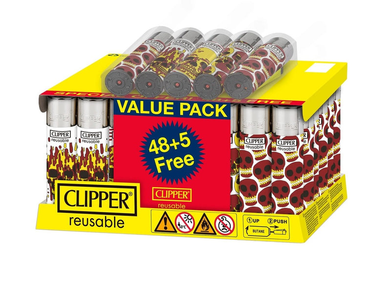 Clipper Skull Fire Lighters- 48ct (+5 Free)