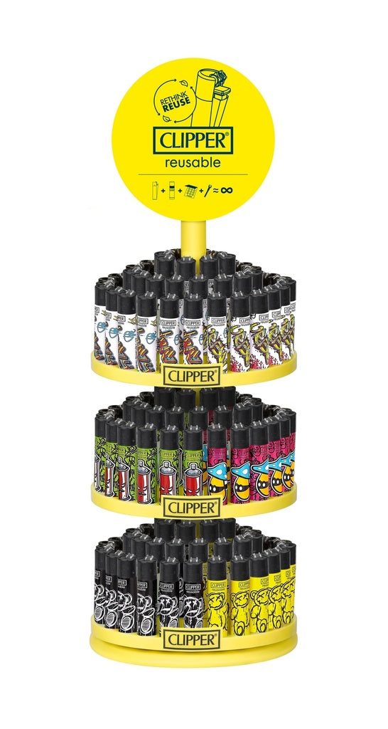 Clipper Carousel Display Street Life Lighters - 144ct + 12ct
