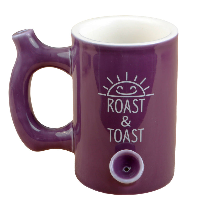 O ROAST & TOAST PIPE MUG - PLUM COLOR WITH WHITE PRINT