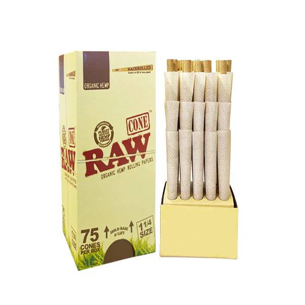 Raw Organic Hemp 1 ¼ Pre-Rolled Cones 75 Pack