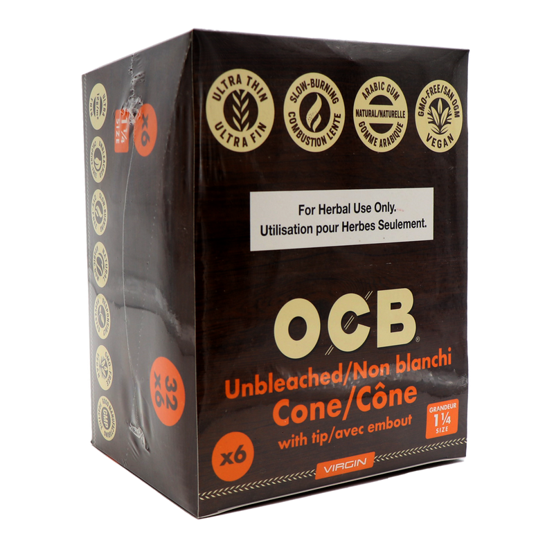 OCB 1 ¼” Unbleached cones 6/pk
