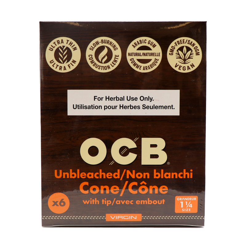 OCB 1 ¼” Unbleached cones 6/pk