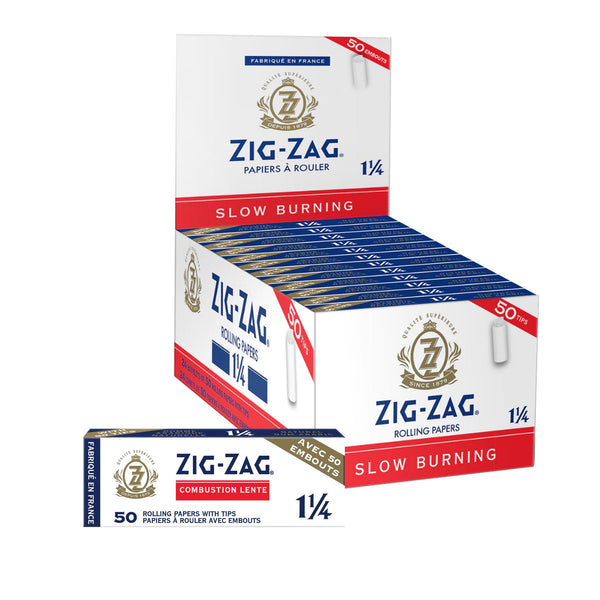 Zig Zag White 1 ¼ Papers With Tip, Slow Burning