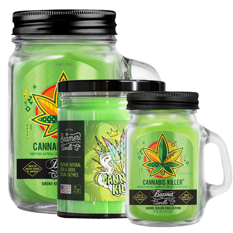 Beamer Candle Co. 7oz,12oz & 4oz Glass Mason Jars - Cannabis Killer