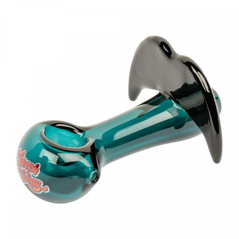 Cheech & Chong® Glass | 4" Smoke Moustache Ride Hand Pipe Glass Pipe West Coast Gifts Teal