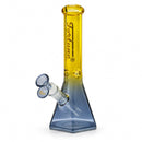 Fortune | 10" Dual-Tone Geometric Beaker Bong Glass Bong Fortune Amber Smoke