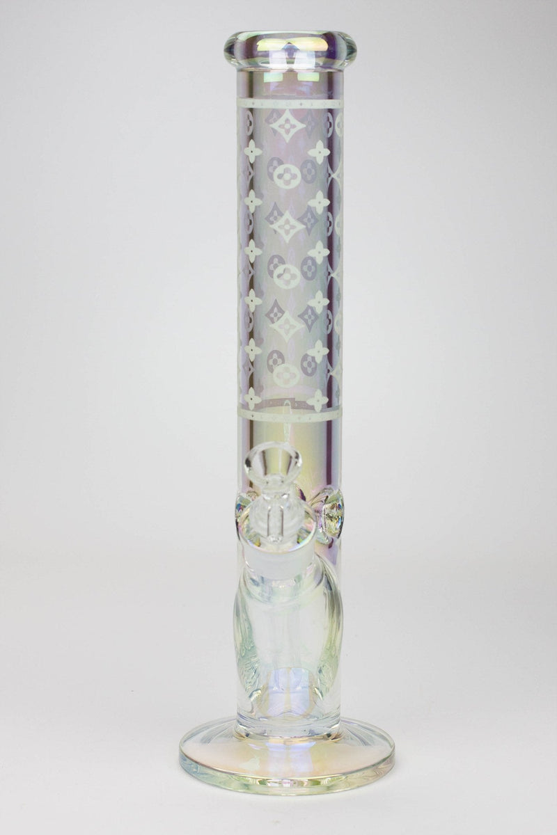 14" Luxury Logo 7 mm classic Electroplated Straight Tube Bong- - One Wholesale