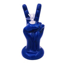 8" Vintage Blue Victory Hand Ceramic Bong – Retro Symbolic Design [ES091WP] Ceramic Bong Canadian Distributor