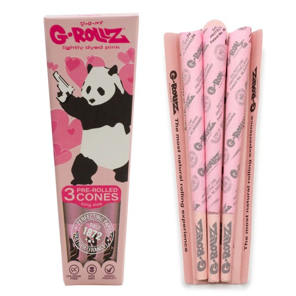 G-Rollz Banksy Graffiti "Panda Gunnin'" Pink KS Pre Rolled Cones - 24ct