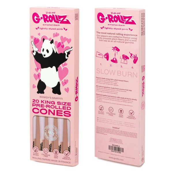 G-Rollz Banksy's Graffiti - Lightly Dyed Pink King Size Cones - 20ct