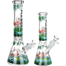 Pulsar Chillin' Flamingos Beaker Glass Water Pipe 14mm F