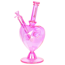 Pulsar Diamond Faceted Heart Glass Water Pipe - 12.5" / 14mm F / Pink