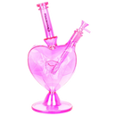 Pulsar Diamond Faceted Heart Glass Water Pipe - 12.5" / 14mm F / Pink