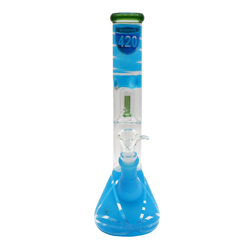12" Water Pipe with Double Splashguard and Ice Catcher 420 and Leaf