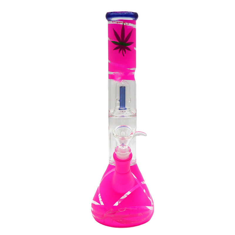 12" Water Pipe with Double Splashguard and Ice Catcher 420 and Leaf