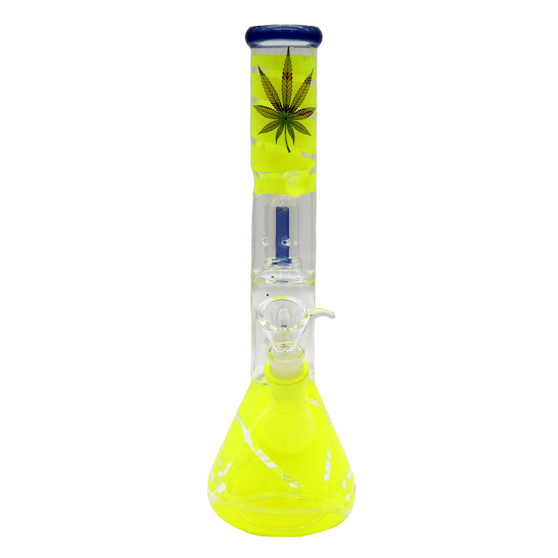 12" Water Pipe with Double Splashguard and Ice Catcher 420 and Leaf