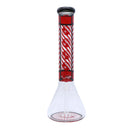 14" Water Pipe with Beaker Base, Straight Tube, Stripe Design