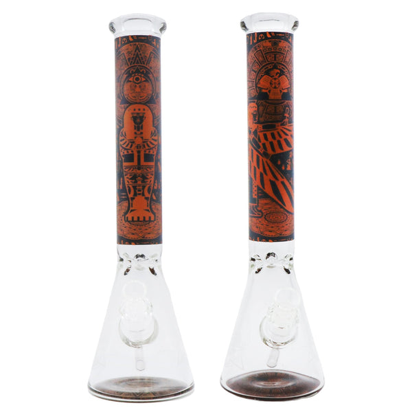 14" Egyptian themed Water Pipe with Beaker Base