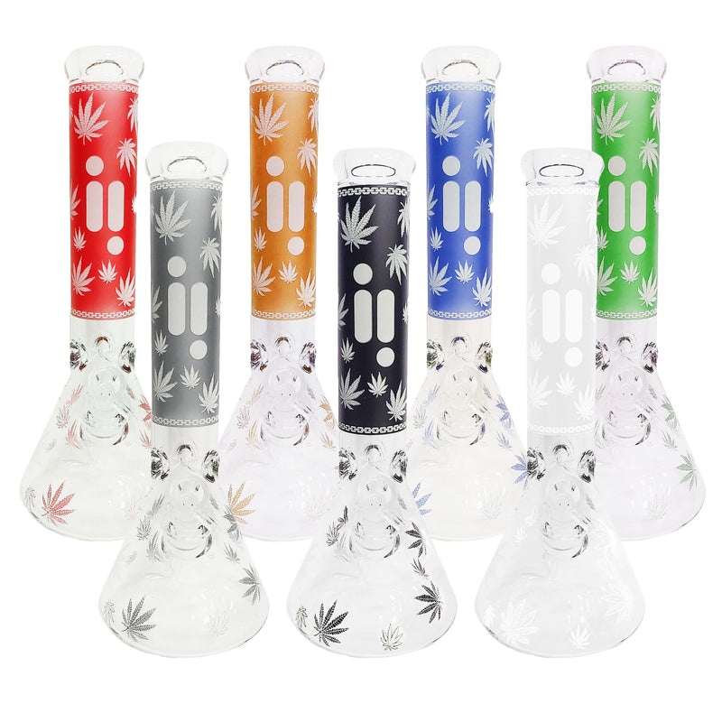 14" Infyniti Brand Water Pipe Glow in the Dark Leaf Design