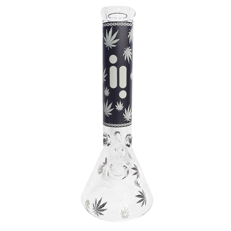 14" Infyniti Brand Water Pipe Glow in the Dark Leaf Design